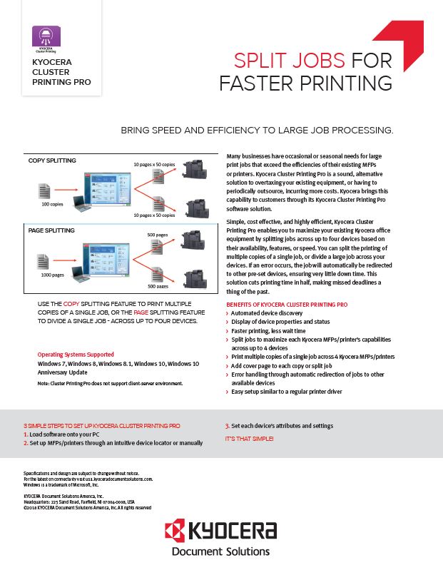 Kyocera, Software, Output Management, Kyocera Cluster Printing, Alexander's Office Center